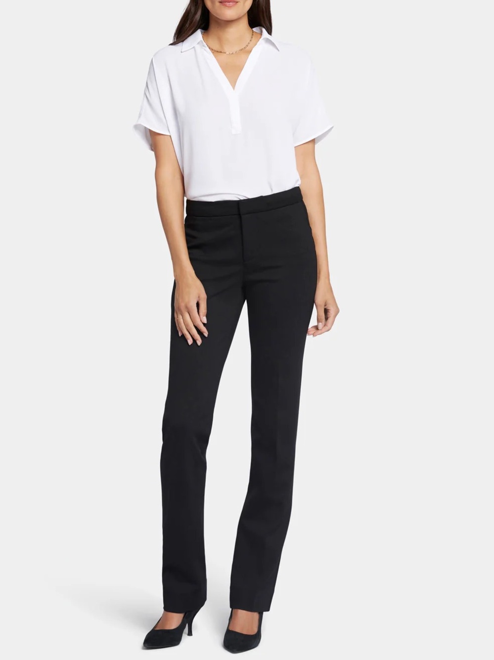NYDJ Ponte Knit Slim Trouser Pants Women Size 2 Black